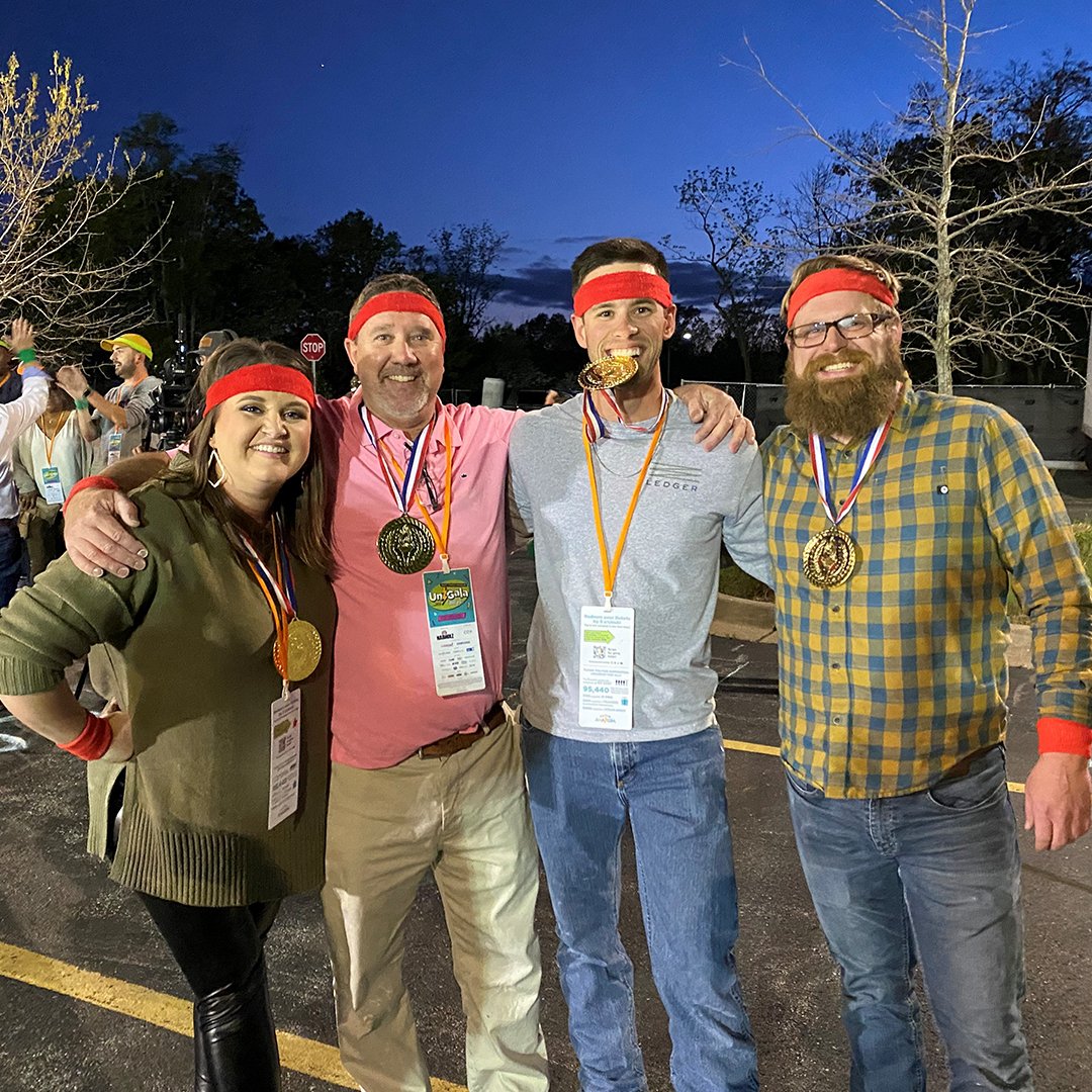 NabholzCorp's tweet photo. Proud to say Team Nabholz was victorious in the Cox Challenge Relay at the recent @Amazeum UnGala! They competed against 5 teams in 9 challenges. Congrats to Amber Murphy, James Monhollon, John McGinnis, Evan Dodd, and Team Cptain Rob Dodd on their gold medal! 
 #nabholzcorp https://t.co/geMeah0GjT