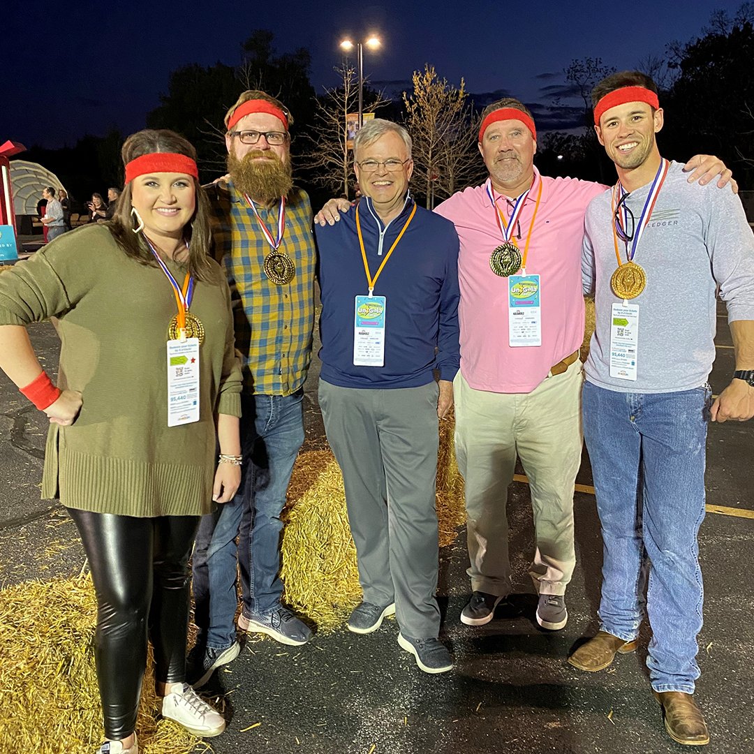 NabholzCorp's tweet photo. Proud to say Team Nabholz was victorious in the Cox Challenge Relay at the recent @Amazeum UnGala! They competed against 5 teams in 9 challenges. Congrats to Amber Murphy, James Monhollon, John McGinnis, Evan Dodd, and Team Cptain Rob Dodd on their gold medal! 
 #nabholzcorp https://t.co/geMeah0GjT