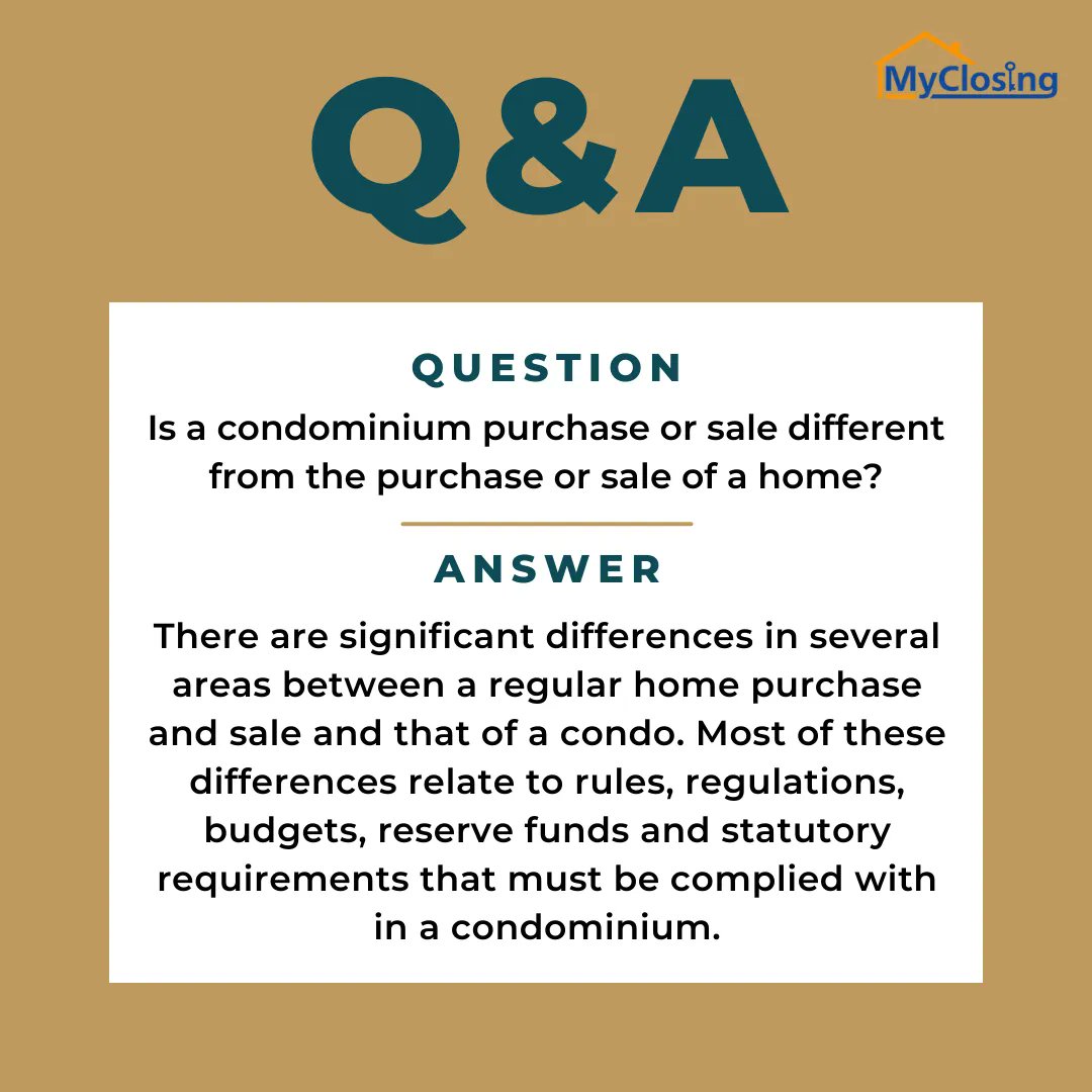 MyclosingC's tweet photo. Condos are a big part of the real estate market and our team has expertise in all facets of condo law and governance. We also offer free status certificate reviews if we get the deal. https://t.co/yBhBmsxHqt