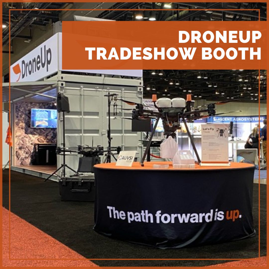 YourLiveMoment's tweet photo. DroneUp is a drone flight services innovation leader. L!VE helped them show off their products at the AUVSI Xponential tradeshow. We produced DroneUp's trade show presence, designed the large fabricated photo-op logo piece &amp; managed tactical &amp; logistical operations. @godroneup https://t.co/d7SoqtzrCl