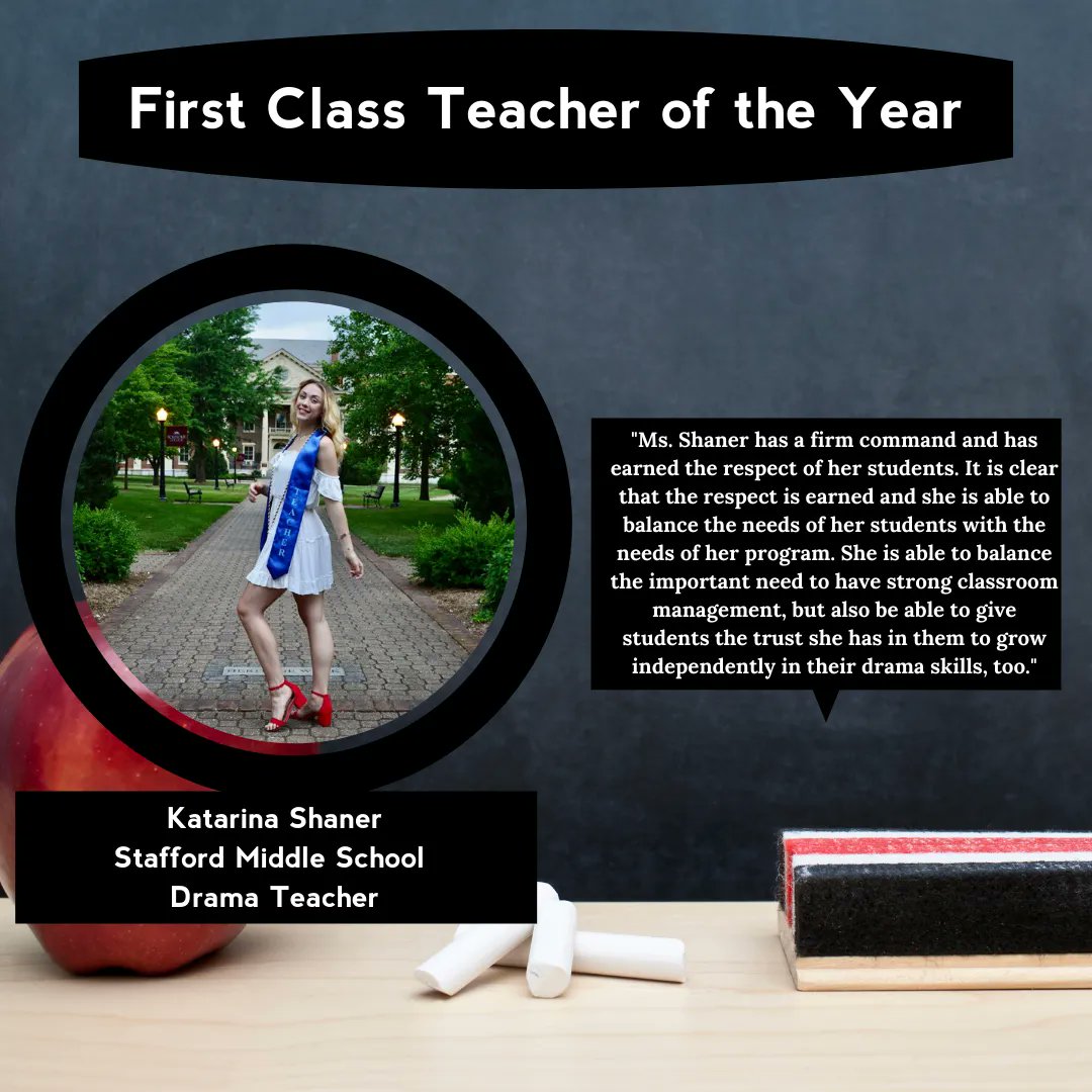SCPS_HR's tweet photo. Congratulations to Katarina Shaner, a Drama Teacher at Stafford Middle School! Take a look to see what her colleagues have to say about her! #SCPSStrong #SCPSHR #SCPSFCTOY #MakeStaffordPartOfYourStory #educator #virginiateacher #teachersofvirginia #teachers #teacheroftheyear https://t.co/MyHIAZRo6Q