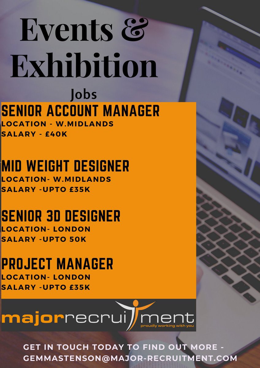 GemmaStenson's tweet photo. I’ll never be that “cliche recruiter”, ok maybe I will…..I’m working with the best Event &amp; Exhibition Agencies!! 
If your looking for a new role or ready to get back into the industry then drop me an email.   
📧 gemmastenson@major-recruitment.com
#eventprofs #exhibitions https://t.co/qhlMqexbMQ