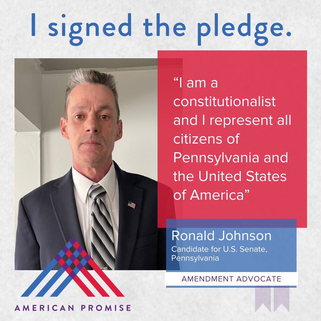 usapromise's tweet photo. Candidates from across the country and across the political spectrum have signed the American Promise Candidate Pledge. Two #ForOurFreedom advocates who have pledged to #GetBigMoneyOut while in office include @KyraHoffner for State Senate (DE) and @JohnsonUSSenate (PA). https://t.co/wQg1AASNL9