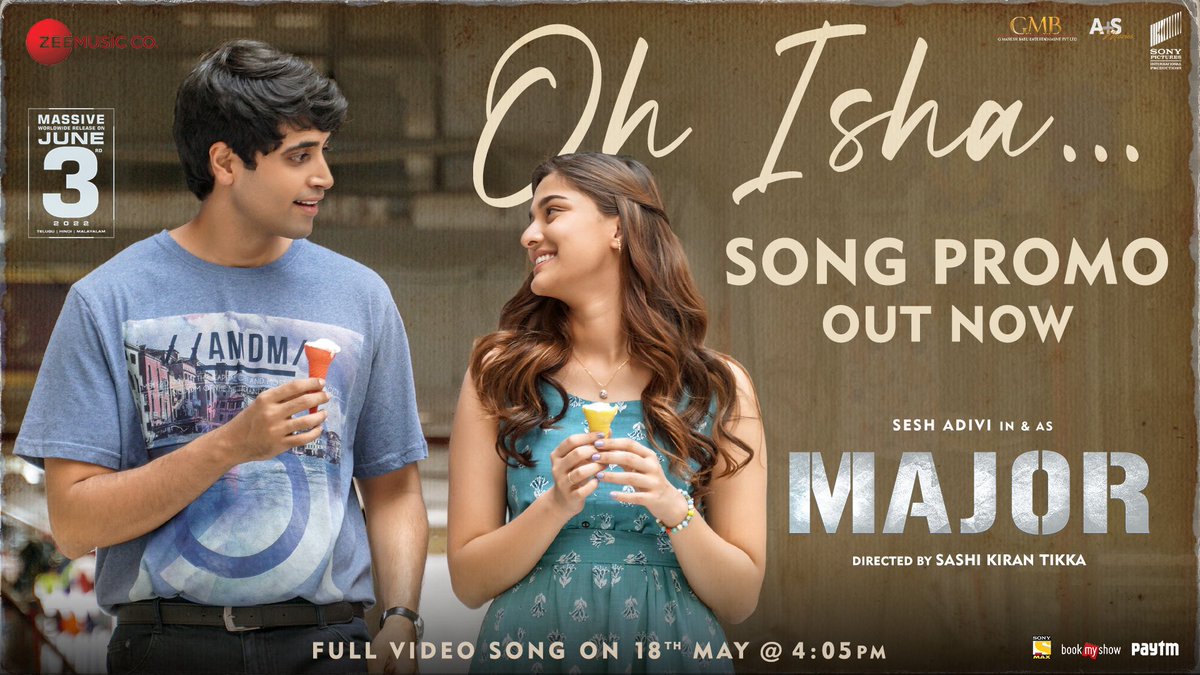 Saiee M Manjrekar (@saieemmanjrekar) on Twitter photo Come, Relive the magic of First Love ♥️
▶️bit.ly/OhIshaSongPromo
#OhIsha Full video song Tomorrow at 4:05 PM
#MajorTheFilm
<a href="/AdiviSesh/">Adivi Sesh</a> <a href="/SashiTikka/">Sashi</a> <a href="/SricharanPakala/">Sricharan Pakala</a> <a href="/ArmaanMalik22/">ARMAAN MALIK</a> <a href="/Chinmayi/">Chinmayi Sripaada</a> <a href="/soorajslive/">Sooraj Santhosh</a> #YaminiGhantasala <a href="/poojankohli/">poojan kohli</a> <a href="/rajivwords/">Rajiv Bharadwaj</a> #SamMathewAD <a href="/ZeeMusicCompany/">Zee Music Company</a> Come, Relive the magic of First Love ♥️
▶️bit.ly/OhIshaSongPromo
#OhIsha Full video song Tomorrow at 4:05 PM
#MajorTheFilm
<a href="/AdiviSesh/">Adivi Sesh</a> <a href="/SashiTikka/">Sashi</a> <a href="/SricharanPakala/">Sricharan Pakala</a> <a href="/ArmaanMalik22/">ARMAAN MALIK</a> <a href="/Chinmayi/">Chinmayi Sripaada</a> <a href="/soorajslive/">Sooraj Santhosh</a> #YaminiGhantasala <a href="/poojankohli/">poojan kohli</a> <a href="/rajivwords/">Rajiv Bharadwaj</a> #SamMathewAD <a href="/ZeeMusicCompany/">Zee Music Company</a>