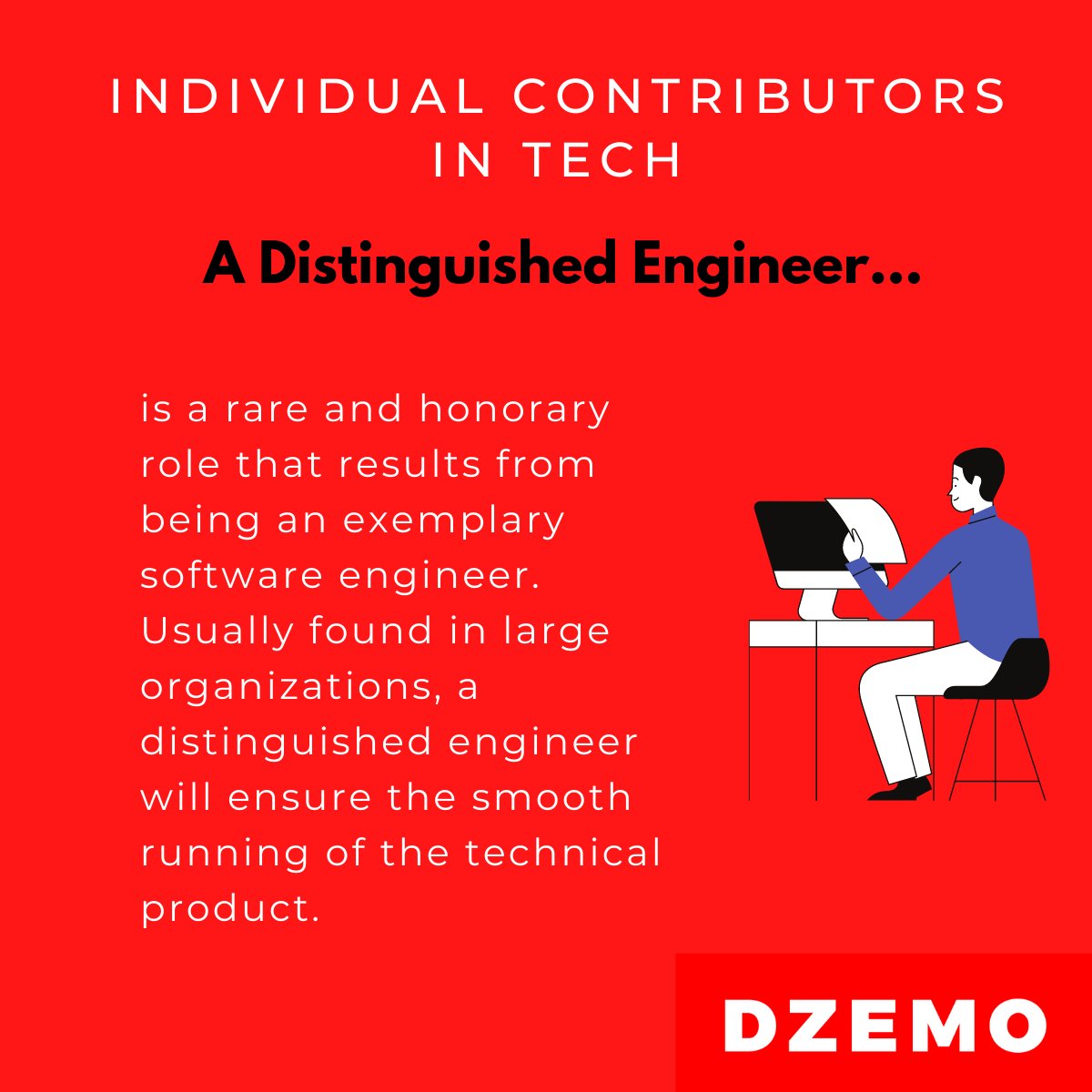 DzemoRecruiting's tweet photo. Back to the IC...Individual Contributor series.

Who is a Distinguished Engineer?

See graphic #individualcontributor #engineering #tech #career #growth #management #like #people https://t.co/7RY3vXgTwE