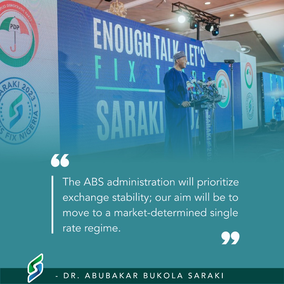 imoto_prosper's tweet image. The Sen.Dr Bukola Abubaka Saraki lead administration will prioritize Exchange Stability, aiming to move the market determination to single Rate Regime. Indeed Saraki mean well for the Nation.

#FixNigeria.
#RealSolution
#ABS2023.