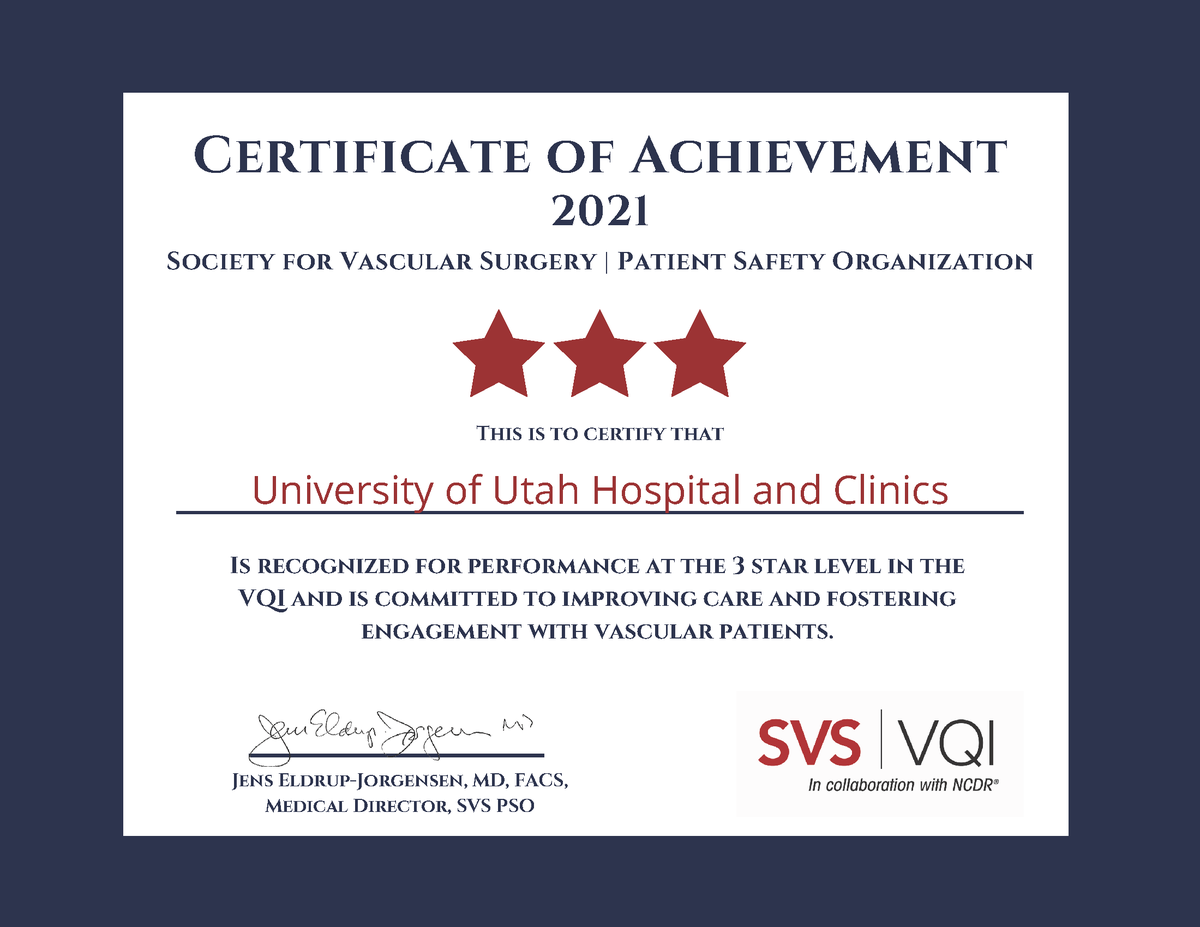University of Utah Vascular Surgery (@uofuvascular) on Twitter photo Happy to report that we've earned 3 STARS again this year, the highest award given by the Society of Vascular Surgery Patient Safety Organization.
<a href="/BenjaminSBrooke/">Benjamin Brooke</a> <a href="/Brig13Smith1/">Brigitte K. Smith, MD, MHPE</a> <a href="/UofUSurgery/">UofUSurgery</a> <a href="/CaliJohnsonMD/">Cali Johnson, MD, EdD</a> <a href="/kraiss_l/">LKraiss</a> Happy to report that we've earned 3 STARS again this year, the highest award given by the Society of Vascular Surgery Patient Safety Organization.
<a href="/BenjaminSBrooke/">Benjamin Brooke</a> <a href="/Brig13Smith1/">Brigitte K. Smith, MD, MHPE</a> <a href="/UofUSurgery/">UofUSurgery</a> <a href="/CaliJohnsonMD/">Cali Johnson, MD, EdD</a> <a href="/kraiss_l/">LKraiss</a>