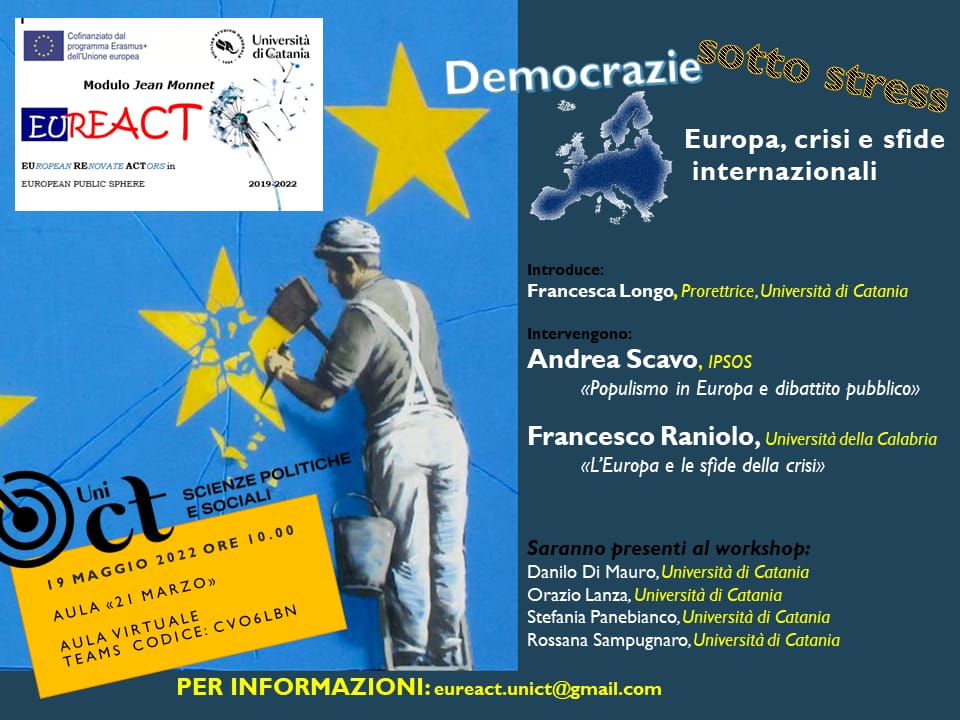 Mettilo in agenda!! A @EUREACT1 #democraziesottostress con   @andrea_scavo e Francesco Raniolo, UniCal