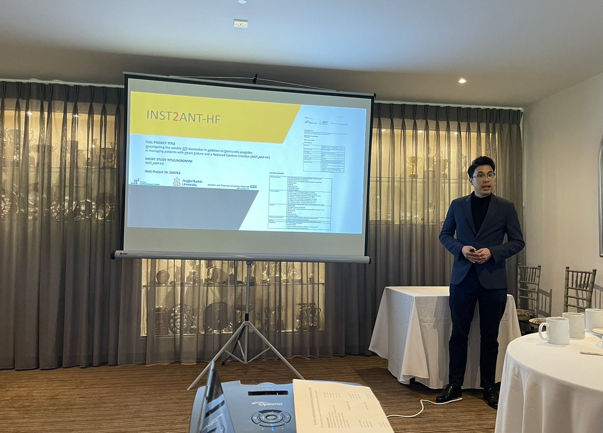 Our ICED-HF MD fellow <a href="/thebrianosaur/">Brian Li</a> presenting at the ARU Circulatory Health research meeting 👏🏾 Exciting heart failure biomarker research incoming! <a href="/MTRC_ARU/">ARU MTRC</a> <a href="/savodoc/">Dr H O Savage</a> <a href="/AngliaRuskin/">ARU</a>