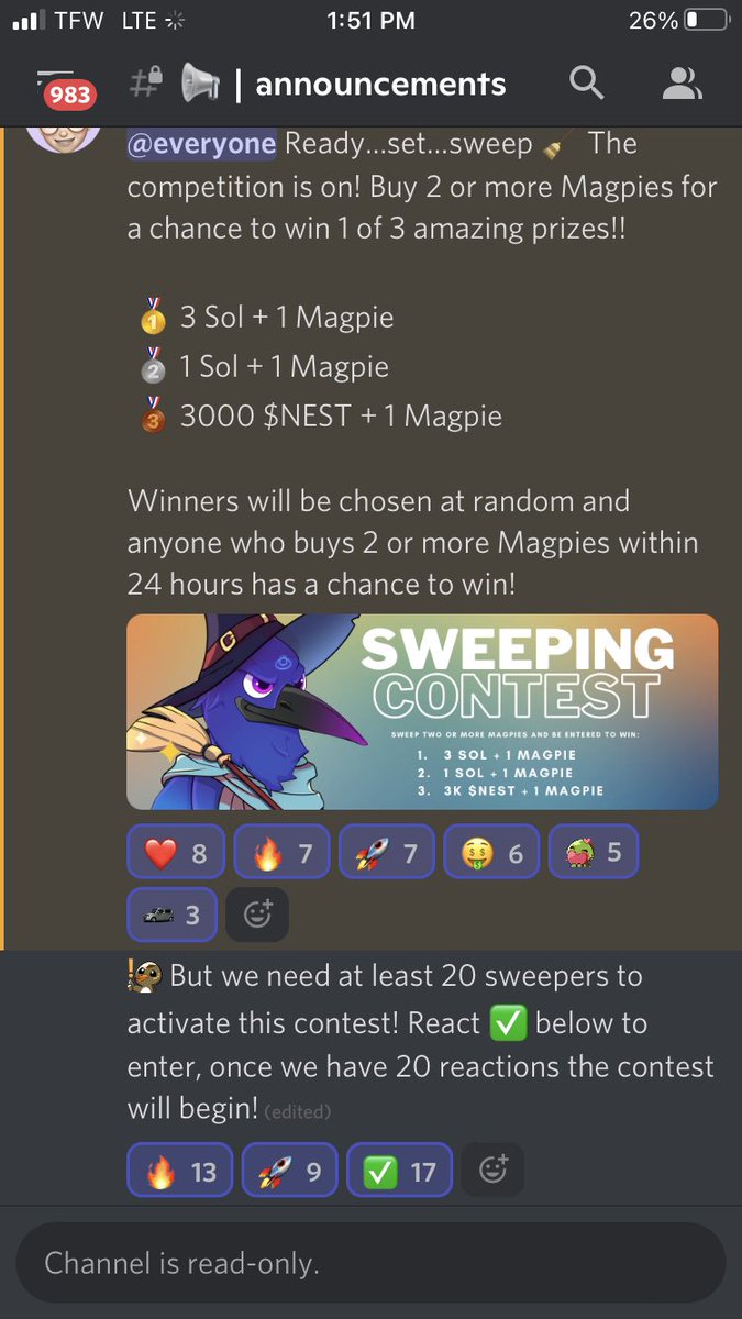 TheGigaDragon's tweet photo. CONTEST TIME!!!
Only 3 Participants needed to activate the contest @MagpieMoguls #Squaaaaad 
The #Charm Never Stops
@abductioniall 
Remember 
1 Magpie = 1 Quantum Card
@quantumbuilds https://t.co/ERtXsmQNtB