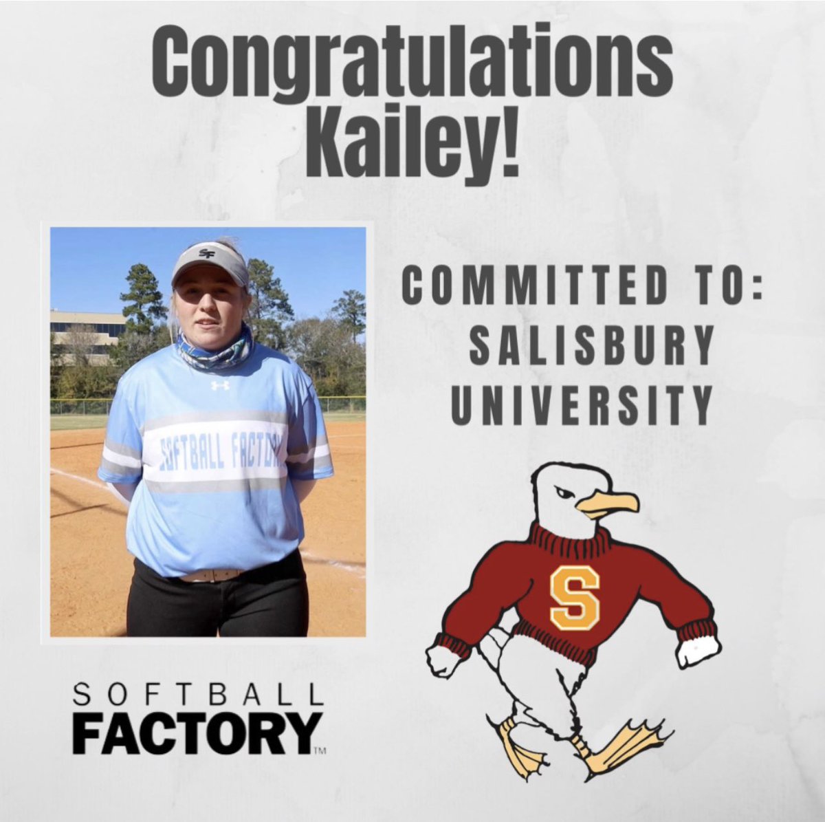 🚨🚨 COMMITMENT ALERT🚨🚨 

Softball Factory Alumni, Kailey Smith has committed to Salisbury University!! We are so proud of you! Keep working hard, and Congratulations!