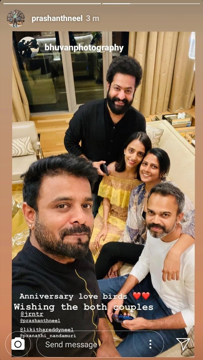 TeamForTarak's tweet photo. ~ #ManOfMassesNTR ~ @tarak9999 Anna &amp; #Pranthi Vadina With Director @prashanth_neel &amp; His Wife #LikithaReddy Garu &amp; Cinematograper @bhuvangowda84 Garu 💥

#ManOfMassesNTR
#NTR31 https://t.co/ShydqF92GH