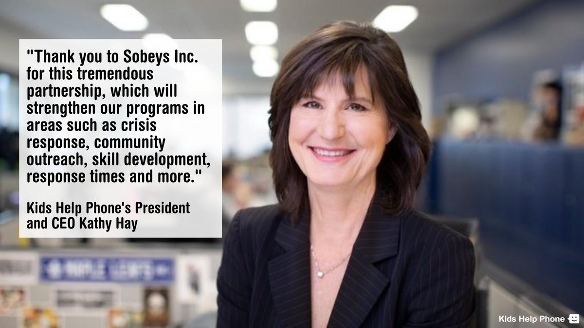 Kids Help Phone’s President & CEO @KathyHay on today’s announcement with @sobeys.