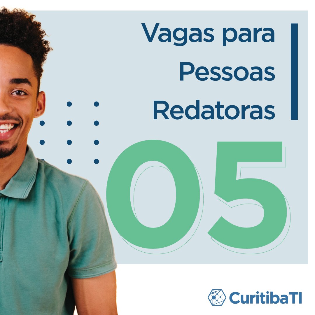 CuritibaTI's tweet photo. 📣 Se você trabalha com Redação, tem oportunidade esperando por você!
⠀
📌 São 5 vagas para Pessoas Redatoras ativas no Portal Curitiba TI. Algumas exigem conhecimento em redação técnica, outras não ⬇
⠀
📝 Aproveita para cadastrar seu currículo e se candidatar. https://t.co/I3CfvROVid