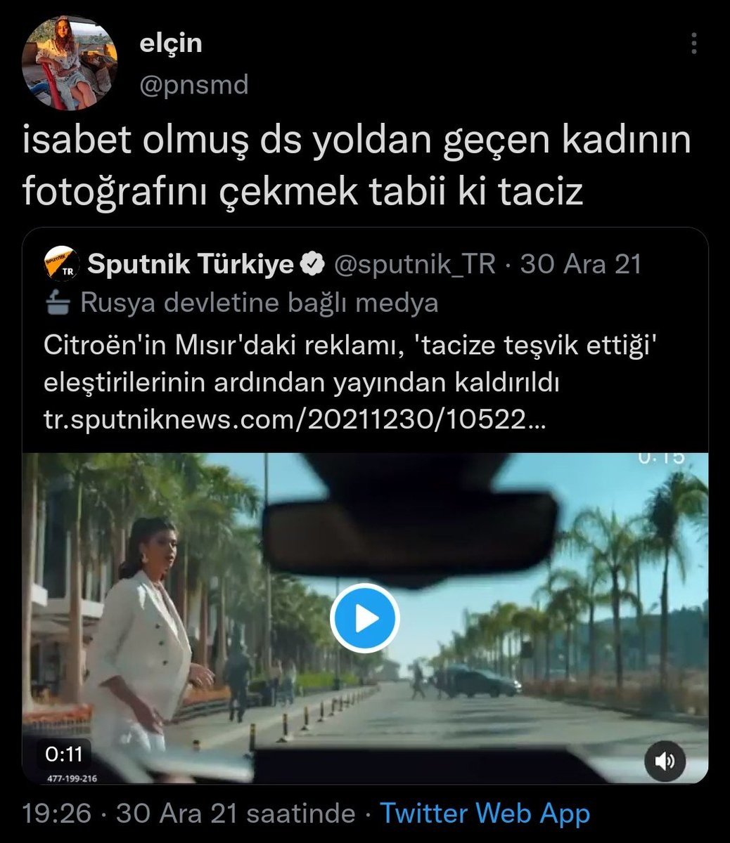 @pnsmd Birincisi, insanlar karımız kızımız derken ileride kendi yakınlarının da tacize uğrama endişesinden bahsediyor. Tacize karşı çıkmıyor diye kendi kendine bir yalan uydurmuşsun. İkincisi gayet de taciz, bunu sen de gayet iyi biliyorsun.