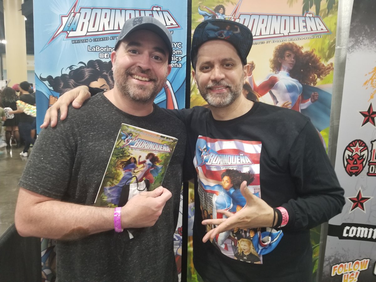 DrMorey1's tweet photo. Great times with great friends! Love the work that @LaBorinquena_GN is doing and I just got a copy signed 🙌🏻  
- - - 
#drintergalactic #drjosemorey #laborinquena #latinos #latino #latinx #comic #comics #greatfriends #greatpartners #signedcopy #actioncomics #superheros https://t.co/so1Q8jQP2c