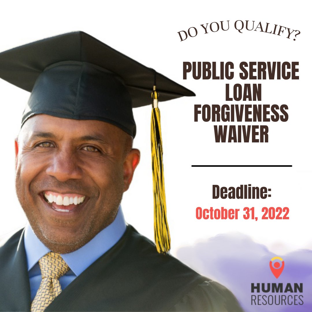 LACountyDHR's tweet photo. Exciting news! Student loan borrowers working in the public sector may now qualify for Public Service Loan Forgiveness (PSLF). Check if you qualify before the Waiver ends in Oct. 2022. here: https://t.co/0A91CqVhzr #loanforgiveness #studentloans #studentloanforgiveness #lacounty https://t.co/selZc9Zk5J