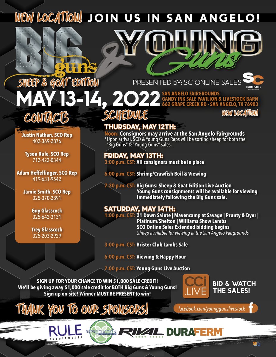 noveldesigns's tweet photo. Make plans to attend the Big Guns and Young Guns sale in San Angelo, TX May 13th and 14th! More info at https://t.co/OSXpES9bQF https://t.co/1yIZDvV1Ku
