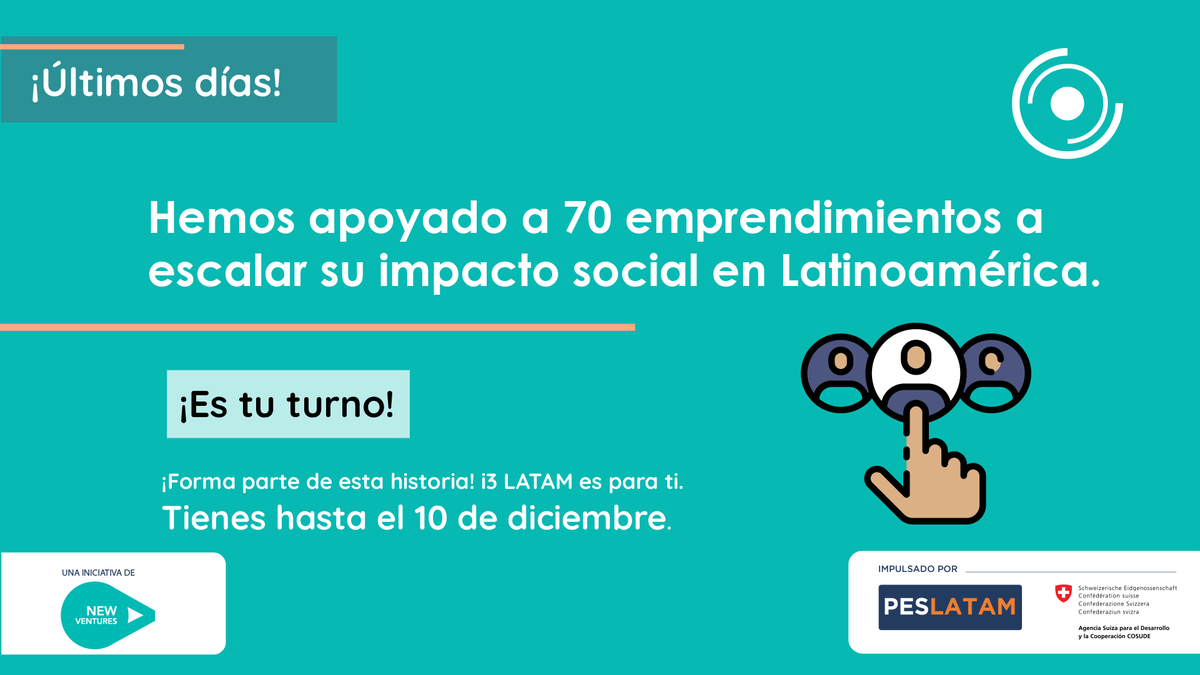 ANDE_Latam's tweet photo. ¿Buscas escalar tu negocio e impacto social en LATAM? 🌎 i3Latam te está buscando! ¡Últimos días, aplica antes del 10 de diciembre!
Ingresa aquí👉 https://t.co/7HPpI8VLTF
@NewVenturesMX #PESLatam #LATAM #impactosocial #BoP https://t.co/VgmPtvWnq6