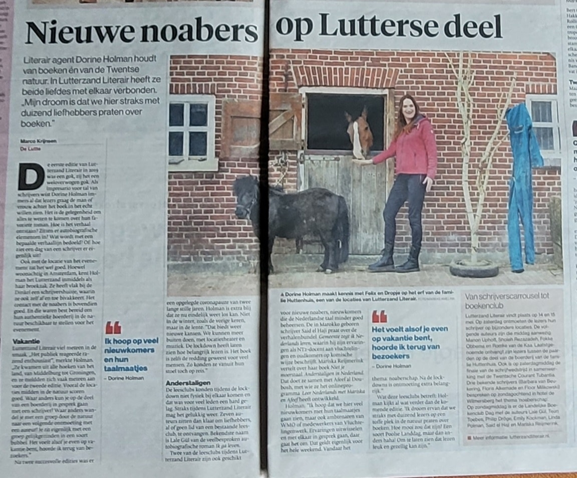 Vandaag in Tubantia:
 "𝑯𝒆𝒕 𝒗𝒐𝒆𝒍𝒕 𝒂𝒍𝒔𝒐𝒇 𝒋𝒆 𝒆𝒗𝒆𝒏 𝒐𝒑 𝒗𝒂𝒌𝒂𝒏𝒕𝒊𝒆 𝒃𝒆𝒏𝒕, 𝒉𝒐𝒐𝒓𝒅𝒆 𝒊𝒌 𝒕𝒆𝒓𝒖𝒈 𝒗𝒂𝒏 𝒃𝒆𝒛𝒐𝒆𝒌𝒆𝒓𝒔 "- Dorine Holman organisator van LutterzandLiterair. 

Tja, dat doet LutterzandLiterair nou eenmaal met je.  #minivakantie