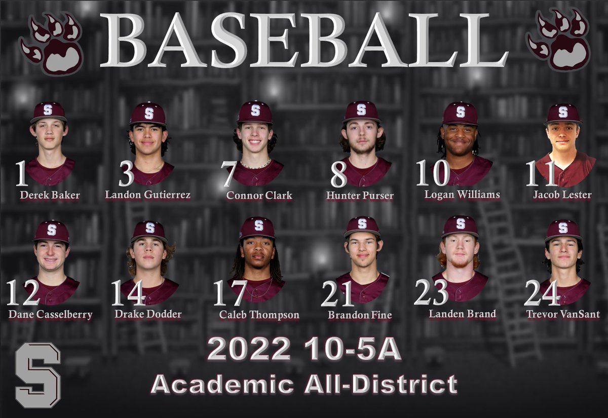 SHBearcatBSB's tweet photo. It's award season and the first thing we like to brag on with our student athletes is their academic discipline in the classroom!  Congrats to these 12 Bearcat baseball players that made the 2022 10-5A Academic All-District Squad! #EarnEverything https://t.co/EELso35UuO