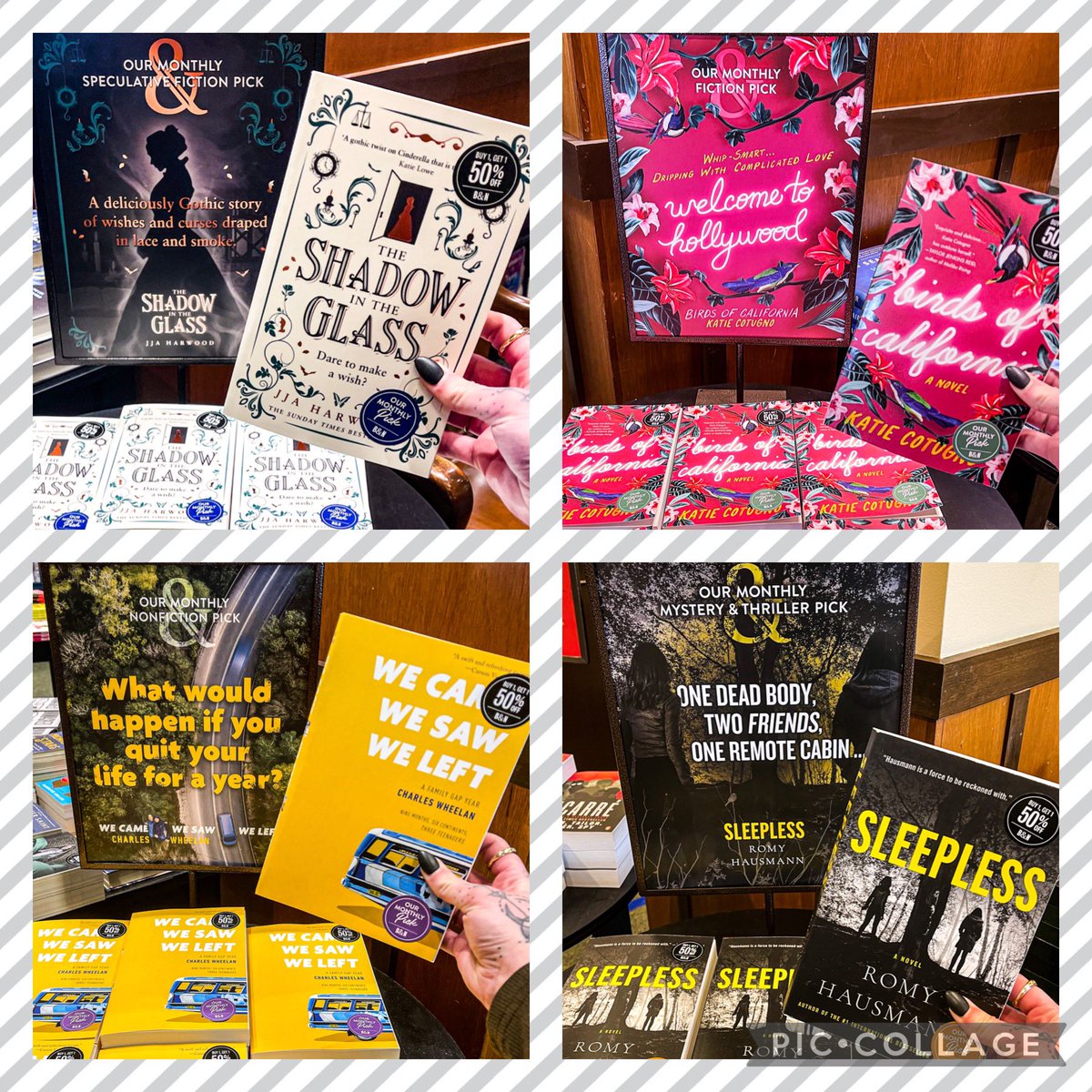 BNLeawoodKS's tweet image. New Pick of the Month books!🤘
All our monthly picks are BOGO 50% off all month! 
The Shadow in the Glass by @JJAHarwood [Fantasy]
Birds of California by @katiecotugno [Fiction]
We Came We Saw We Left by @CharlesWheelan [Nonfiction]
Sleepless by #RomyHausmann [Mystery]