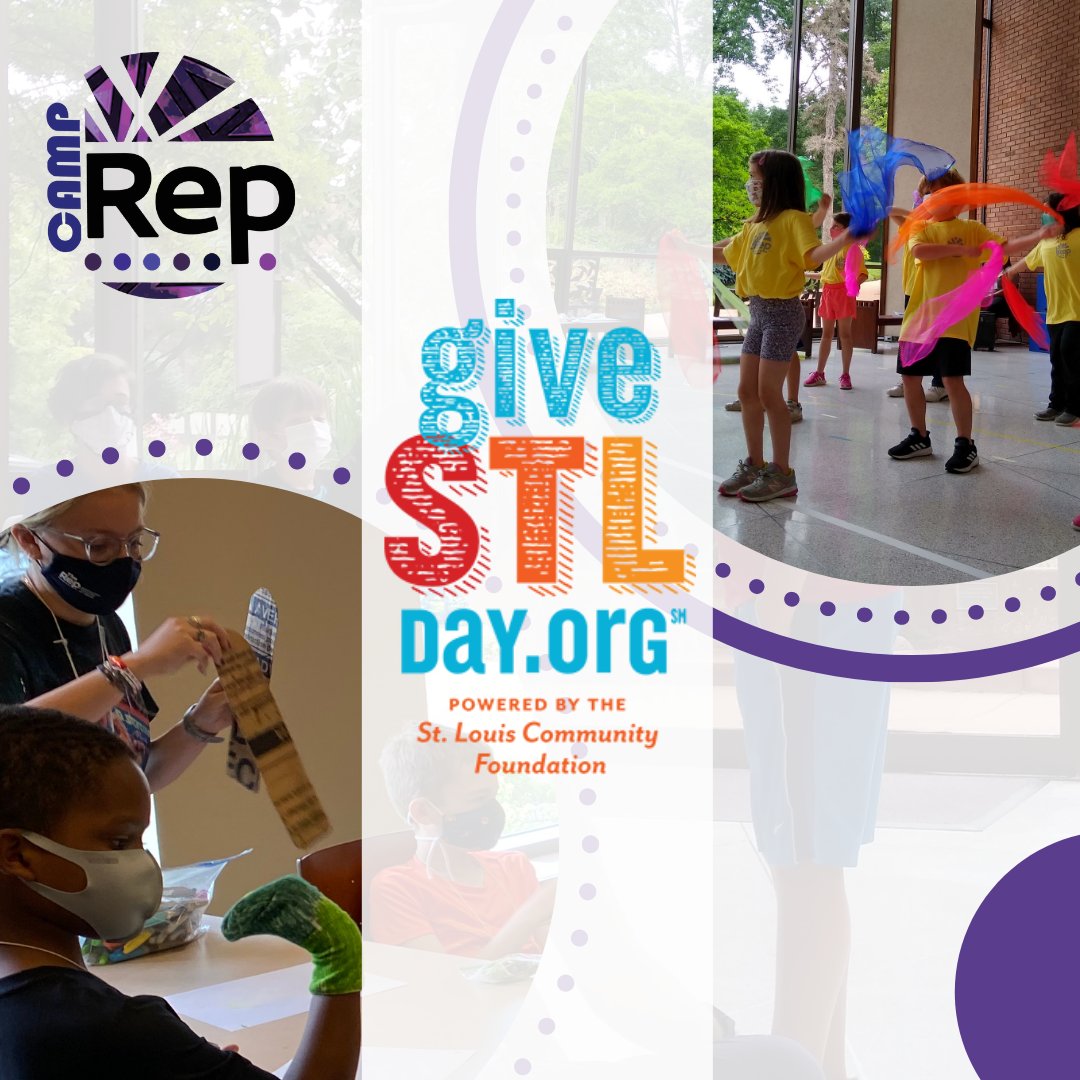 repstl's tweet photo. This year, all gifts received for #GiveSTLDay will go to directly support our second summer of #CampRep, a unique and immersive educational theatre experience for young artists grades 1-8! Donate today with the link in our bio and help us reach our goal! https://t.co/E1hlaMyI6D