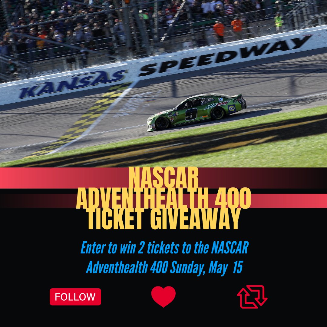 Hollywood_Kan's tweet photo. Enter to Win 2 Tickets to the NASCAR Adventhealth 400 Sunday, May 14! Follow our page, like AND retweet this post for your chance to win! One randomly selected winner will be chosen and announced on May 11th at noon. Must be 21. https://t.co/dW2S5PE9qX