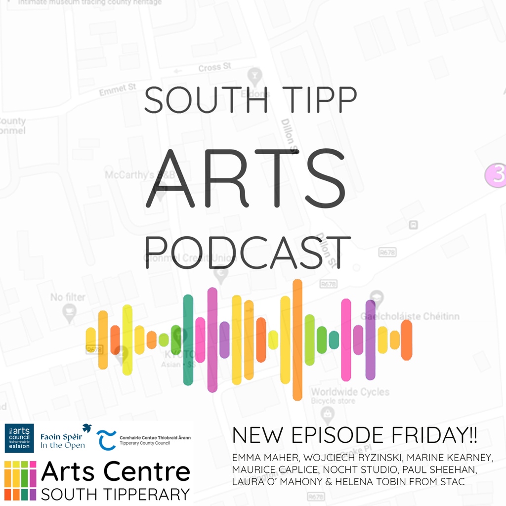 SouthTippArts's tweet photo. Don't miss the new episode of the #SouthTippArtsPodcast - coming tomorrow! Featuring A.D of STAC Helena Tobin, as well as our 7 selected artists for Phase 2 of INSIDE | OUT whose work you can see on the streets of Clonmel right now! 😉 #InTheOpenClonmel #FaoinSpeir #ClonmelArts https://t.co/FDbix4eX26
