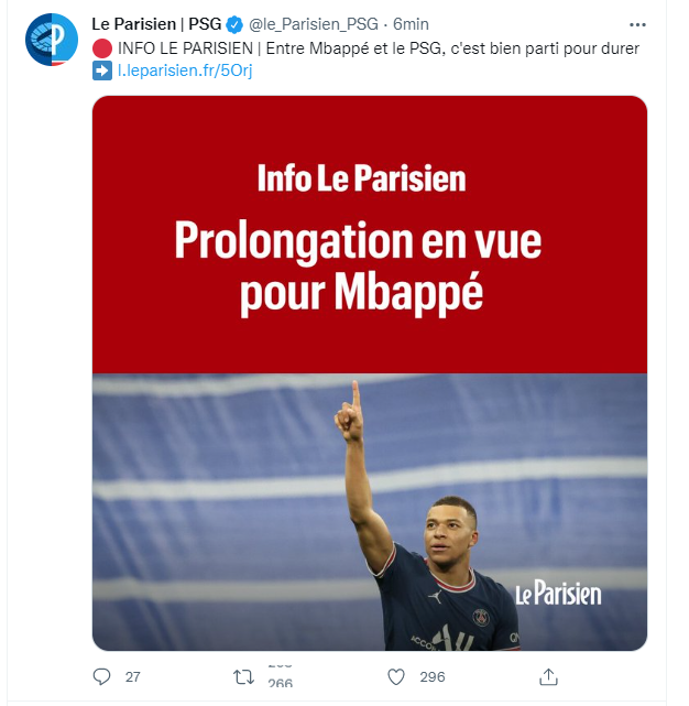 tjcope's tweet photo. 🚨ÚLTIMA HORA🚨

🗞️Informa @le_Parisien_PSG: Mbappe más cerca de aceptar la oferta del PSG.

#Mbappe #PSG https://t.co/WEYWZ9foxH