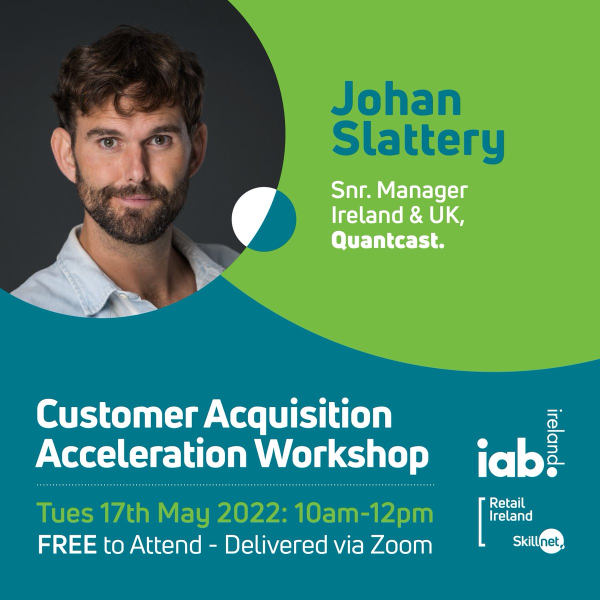 Meet the Speaker: Johan Slattery, Snr. Manager Ire &amp; UK <a href="/Quantcast/">Quantcast</a> will talk at the Customer Acquisition Acceleration Workshop on the 17th May.
Johan will give guidance on how to prepare for the loss of 3rd party cookies and much more
Book your FREE place> bit.ly/3MRkkPY