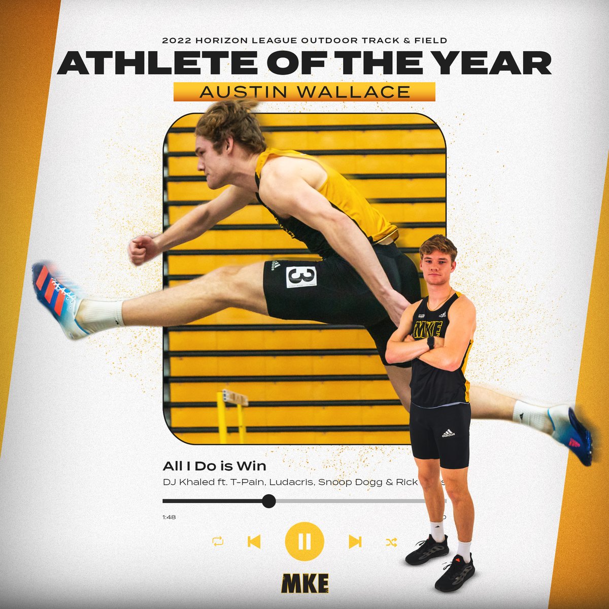 MKE_TFXC's tweet photo. Queue the music 🎶

@walle1224 is the @HorizonLeague Outdoor Track &amp; Field Athlete of the Year‼️

Full release: https://t.co/dYjOVX4TLc https://t.co/Fi4YTNQwVG