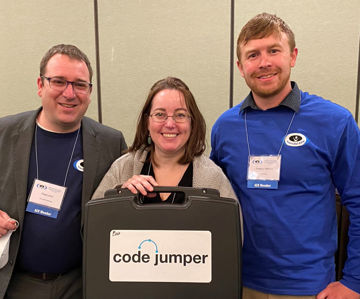 pattanupdates's tweet photo. The PaTTAN BVI team was excited to partner with @APHfortheBlind to present on Code Jumper at the @PennDelAER Conference. Code away, PA! #STEM #TactileCoding #PAbvi https://t.co/jE9FBxKFJC