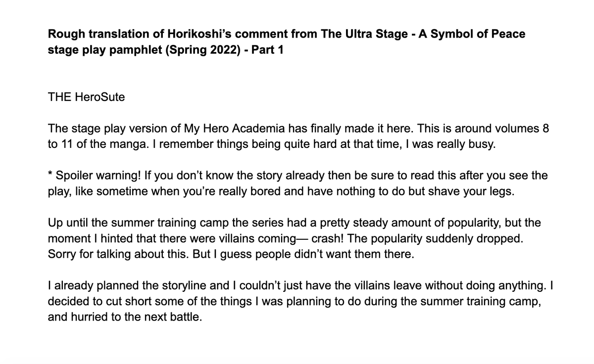 The extra explaining Aoyama's reveal was supposed to happen in volumes 9-10 but he changed it.
For context, I add the comment Horikoshi wrote for the stage play pamphlet where he reveals why he had to cut things in the Forest Training Camp. (Translation by @/shibuyasmash)