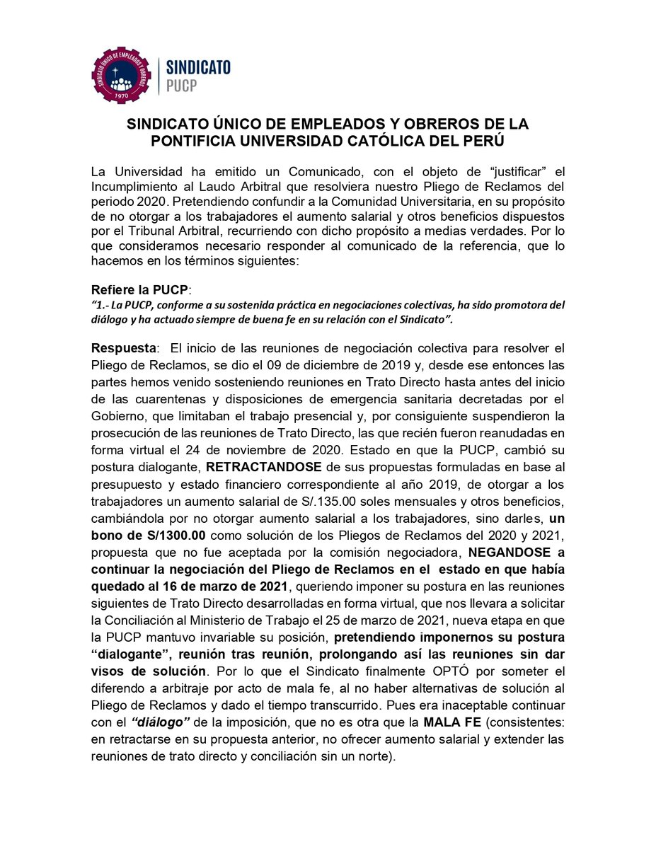 Sindicato PUCP tweet media