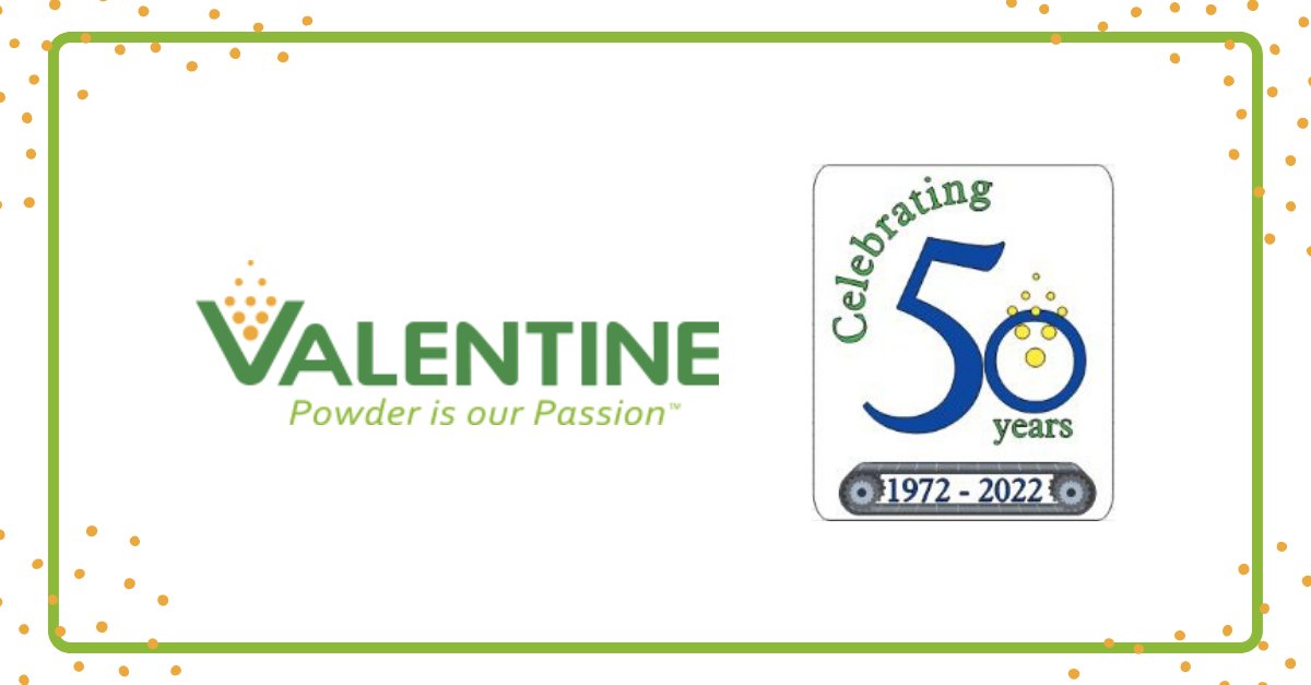 ValentinePowder's tweet photo. Valentine Enterprises, Inc. is celebrating 50 years!
 
For half a century, we’ve been manufacturing quality powders from Gwinnett County. We’ll continue working hard and recognizing that hard work this year as we celebrate. https://t.co/7fuIuIeJP2