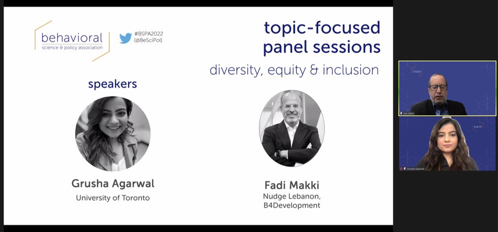 Sonia_Kang's tweet photo. Happening now @BeSciPol - @GrushaAgarwal schooling us on using insights from the behavioural sciences to cultivate #DiversityandInclusion 🌟 https://t.co/urUfsqKxBw