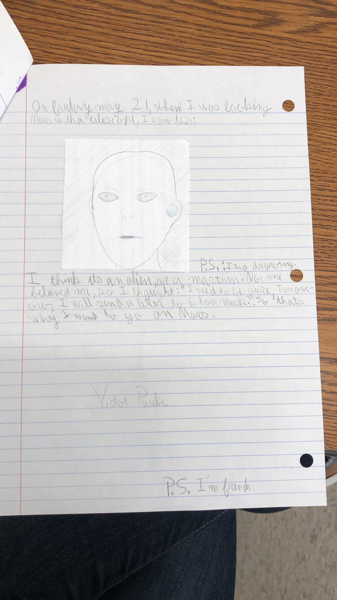 swindle4thgrade's tweet photo. End of the year science choice board activity and Victor chose to write a letter to @elonmusk @MorrisBrandonES #Space #Science #SpaceX https://t.co/TyaEHLere8