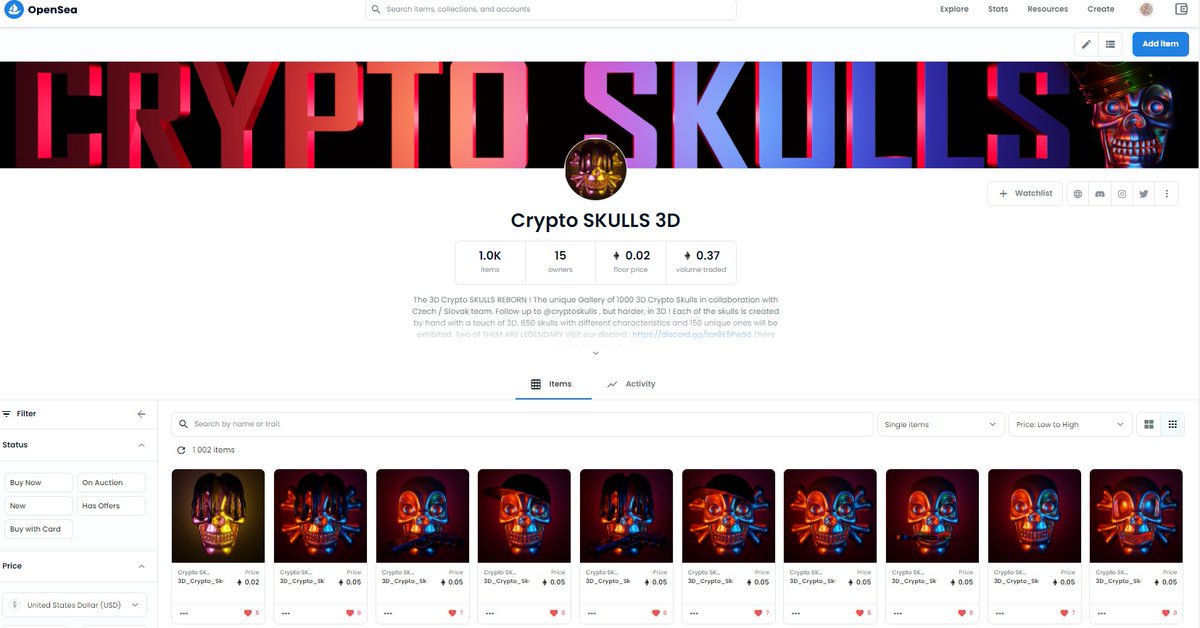 3DCryptoSkulls's tweet photo. 🏆Buy Skull NFTs and earn🏆
10 GOLD members get 10 000$ each✅ 

1⃣ Buy any skull

2⃣ Join https://t.co/W9zJr3uKOD and verify as gold owner

3⃣ 10 winners on 15.5.2022-10 x 
10.000$ 
Winners announced transparently ⏰
break the #Ethereum 
https://t.co/erfJvVnEhG https://t.co/UKRE2qvySq