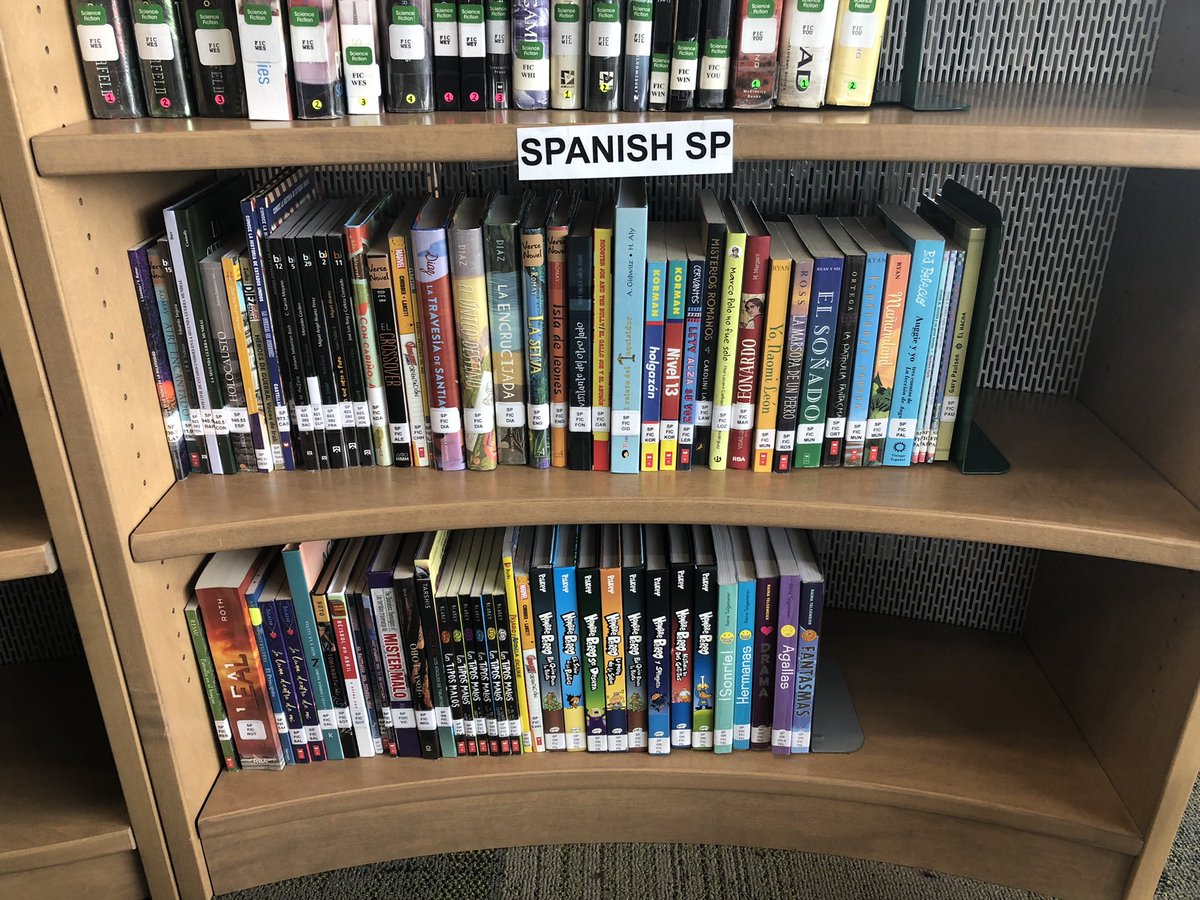 KSDLibrary's tweet photo. Just got a bunch of Spanish Language books in at the KMS Library! #ksdpride https://t.co/xE44cmFVuZ