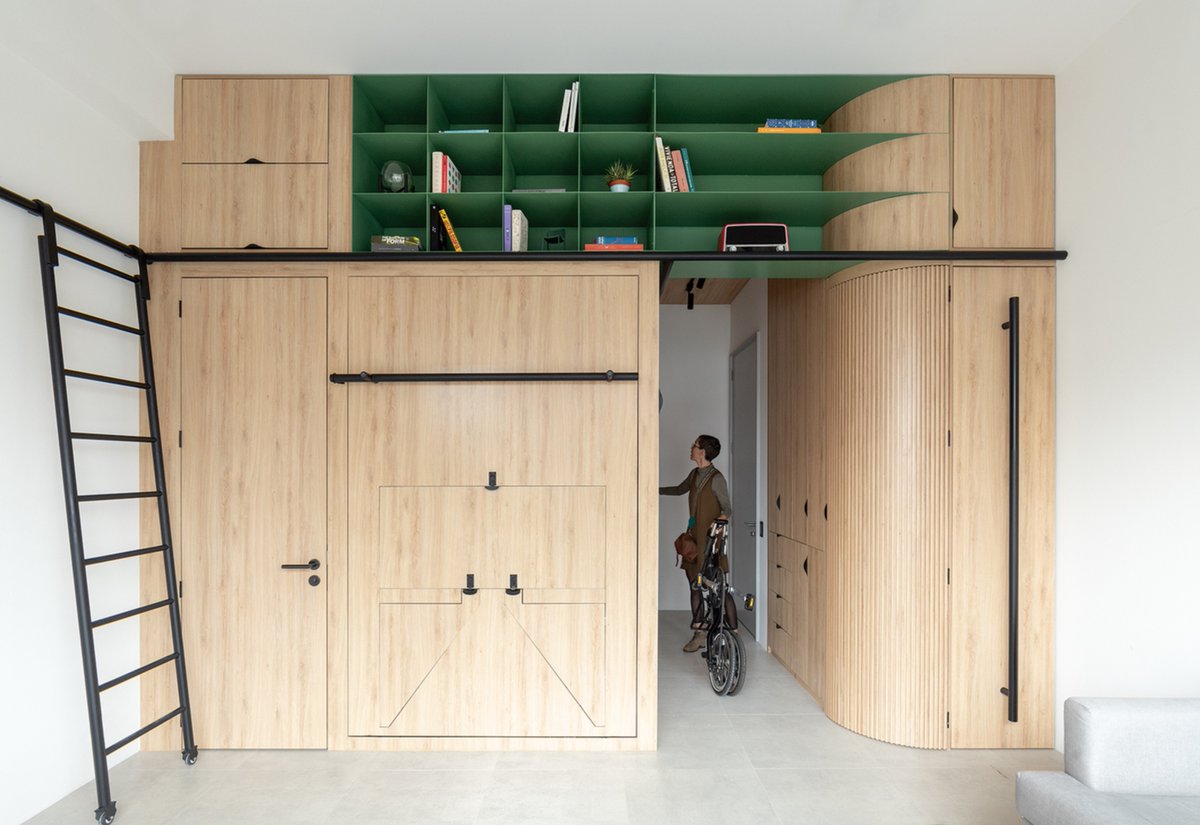 ieeeh's tweet image. Micro-living Quito studio, de Juan Alberto Andrade y María José Váscones #archtiecture #interiordesign #microliving