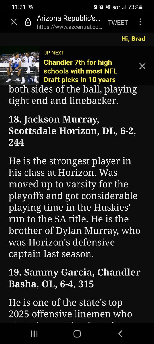 @JacksonMurray87 brings his lunch pale to work every day and works. He's got incredible upside, and I'm excited to see how he continues to develop this spring. @HHSathleticsAZ @PVUSDATHLETICS @hzfbfamily @HorizonFootball @JUSTCHILLY @azc_obert @gridironarizona @KevinMcCabe987