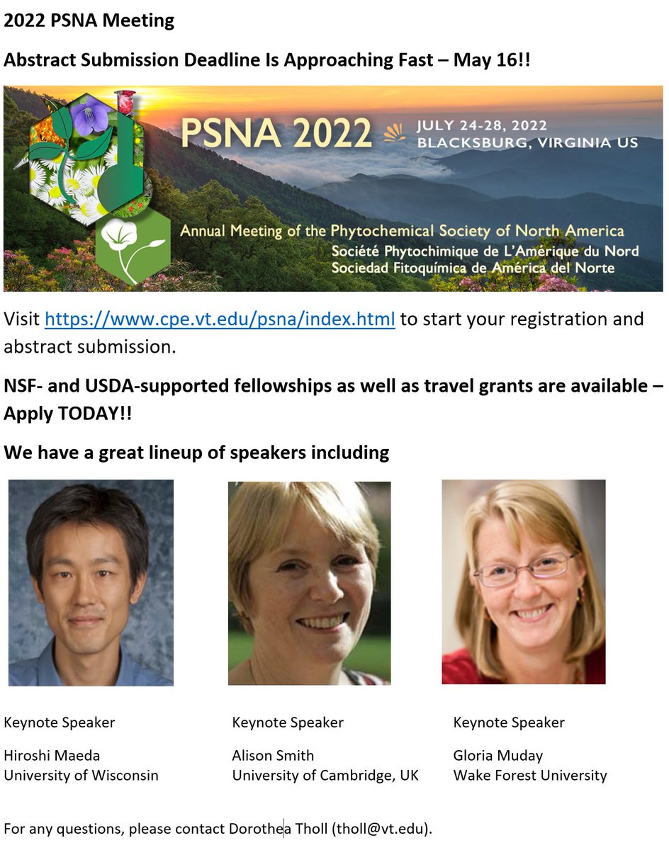 psnaofficial's tweet image. -PSNA 2022- Abstract Submission Deadline Is May 16!!
Visit cpe.vt.edu/psna/index.html to start your registration and abstract submission