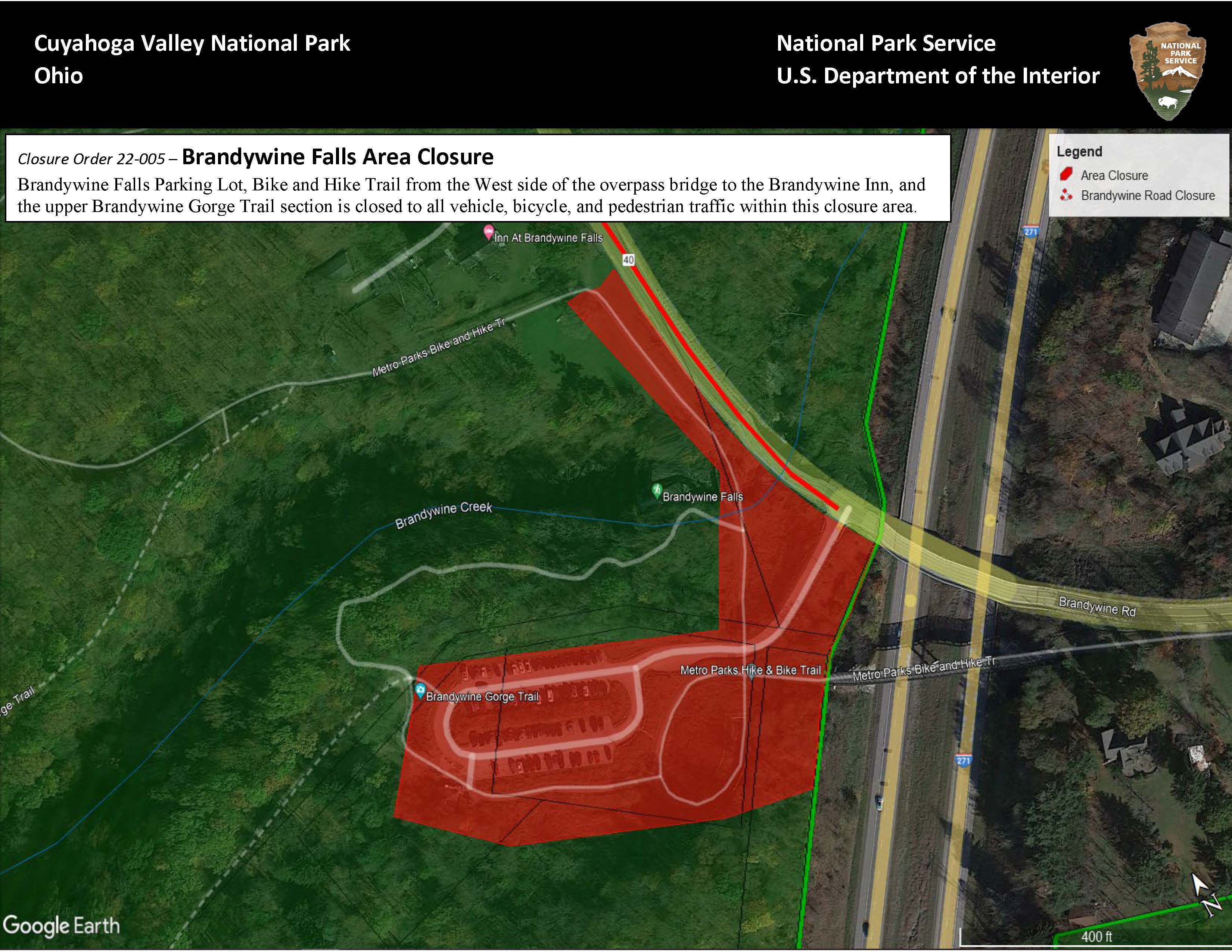 Brandywine Falls Trail Map Cuyahoga Valley Np On Twitter Alert The Park Has Closed This Red Area Around Brandywine Falls Until 9 30 The Closure Includes The Parking Lot The Bike Amp Hike Trail From The Overpass