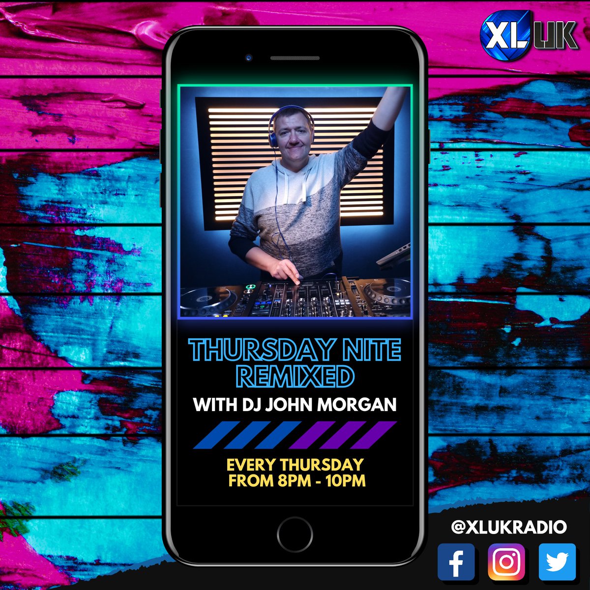 xlukradio's tweet photo. Thursday's roll around very quickly &amp; when it does, there's only one thing to do - turn it up to 11 here on your favourite music station to listen into the hottest dance anthems, classics &amp; remixes from one of our legendary presenters - DJ John Morgan

Web | App | Alexa | Deezer https://t.co/cmjo1FJSRA