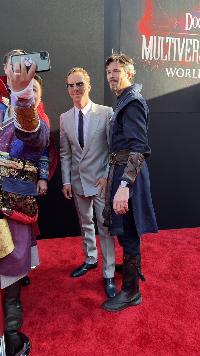 Talk about seeing double! Cosplayer @thecumbermatch met his doppelgänger, Benedict Cumberbatch, at the #DoctorStrange premiere. Check out our full interview with Cumbermatch and his reactions to meeting the actor in our latest article: bit.ly/3LKyvGm