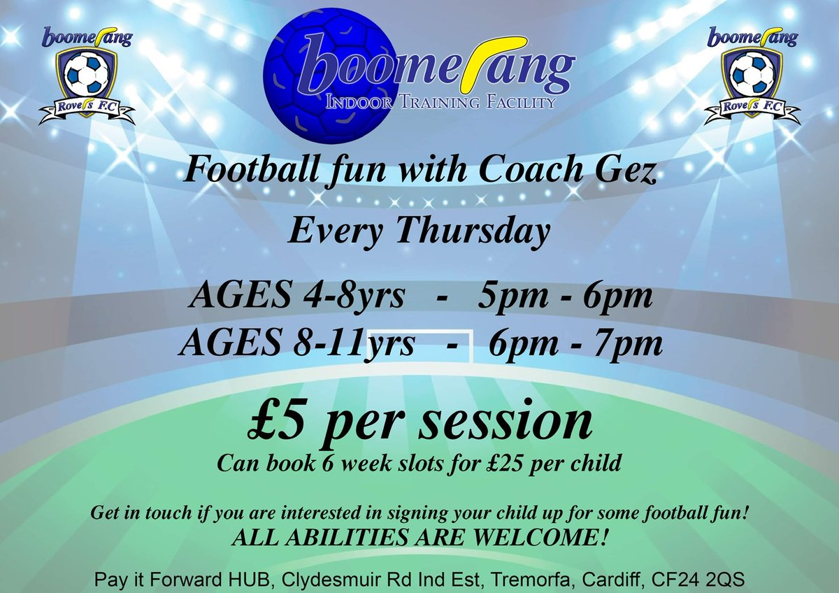 BOOMERANG PIF HUB (@pifhub) on Twitter photo All abilities Welcome 🤗
Just For Fun ⚽️
Learn new skills ⚽️
Extra Training ⚽️
Meet New Friends 👫 <a href="/StAlbansSchool1/">St Alban's School</a> <a href="/BadenPowellPS/">Baden Powell PS</a> @MoorlandPrimary @YsgolGlanMorfa <a href="/AdamsdownPrm/">Adamsdown Primary 🧡</a> <a href="/willowshigh/">Willows High School</a> All abilities Welcome 🤗
Just For Fun ⚽️
Learn new skills ⚽️
Extra Training ⚽️
Meet New Friends 👫 <a href="/StAlbansSchool1/">St Alban's School</a> <a href="/BadenPowellPS/">Baden Powell PS</a> @MoorlandPrimary @YsgolGlanMorfa <a href="/AdamsdownPrm/">Adamsdown Primary 🧡</a> <a href="/willowshigh/">Willows High School</a>