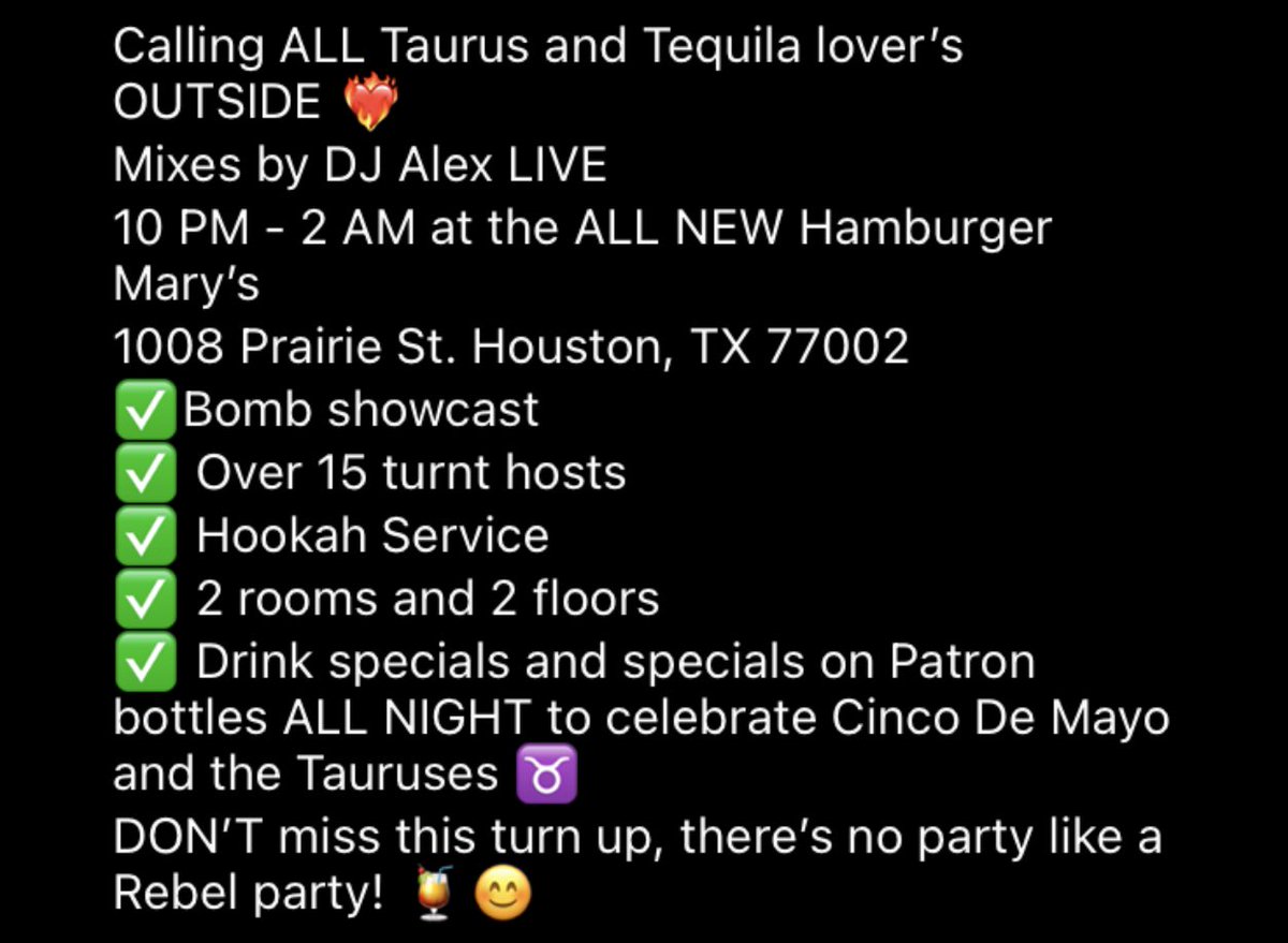 TheStevenDwayne's tweet photo. π₯π₯π₯Houston come and drink tequila and listen to Selena with us. We also have a very special performance by our very own @Livinglikelarro π₯π₯π₯ #HeatThursday https://t.co/4NUJDKvemi