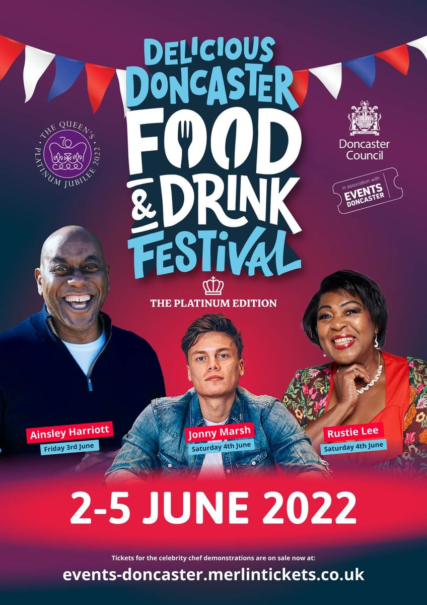 _yorkschannel's tweet photo. #DeliciousDoncaster Food & Drink Festival π
π« π°π₯ͺβοΈπ·
2nd - 5th June, lots of tasty treats, including ...
π° Doncaster Greatest Bake
π½οΈ Celebrity Chefs
π Jubilee Celebrations
& much more!π
More info: https://t.co/LdxiAA5Owx
@MyDoncaster @AinsleyFoods @Rustie_Lee #jonnymarsh https://t.co/2jx0gi43Ar