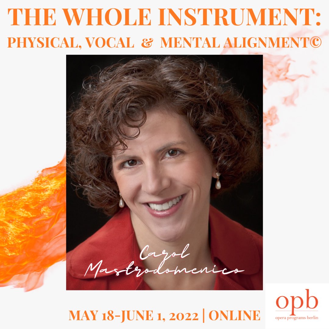 OperaPrgsBerlin's tweet photo. We are thrilled to announce
THE WHOLE INSTRUMENT: PHYSICAL, VOCAL &amp; MENTAL 
ALIGNMENT Program
May 18-Jun 1, 2022 | online 
60-day replay
CAROL MASTRODOMENICO
(Tufts University, Tanglewood Fellow)
SARAH WHITTEN
(Harvard University, New England Conservatory)
https://t.co/rvOBcTpbl6 https://t.co/J2K1V6f3TA
